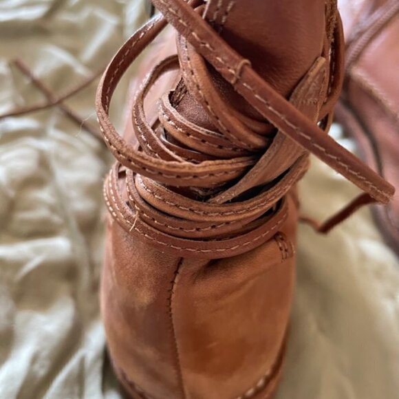 Chocolat Blu Leather Brown Boho Ankle Booties Size 38 7.5 - Picture 9 of 14